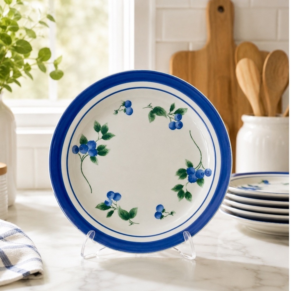LL Bean Blueberry Salad Plates Set of 4 Stoneware